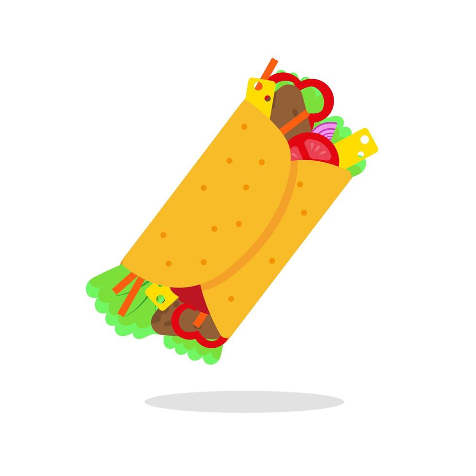ícone de burrito em fundo branco. vetor