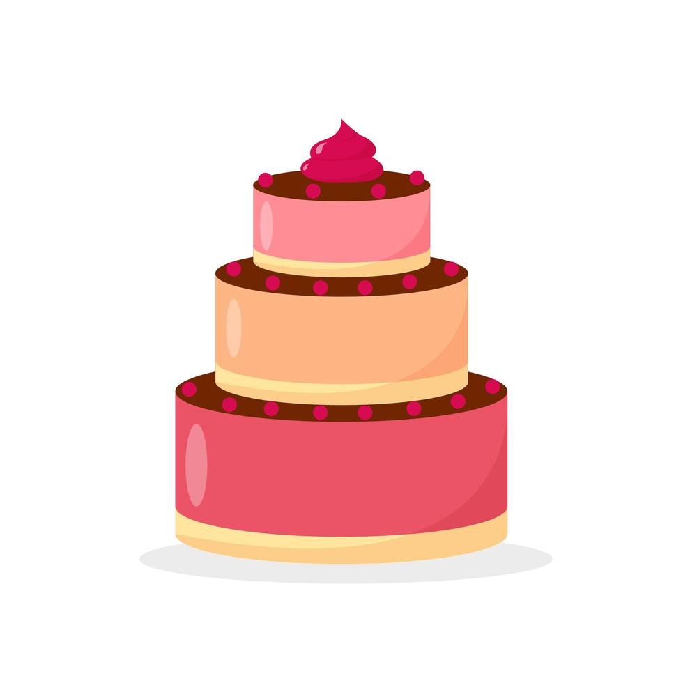 aniversário ou bolo de casamento em fundo branco. vetor