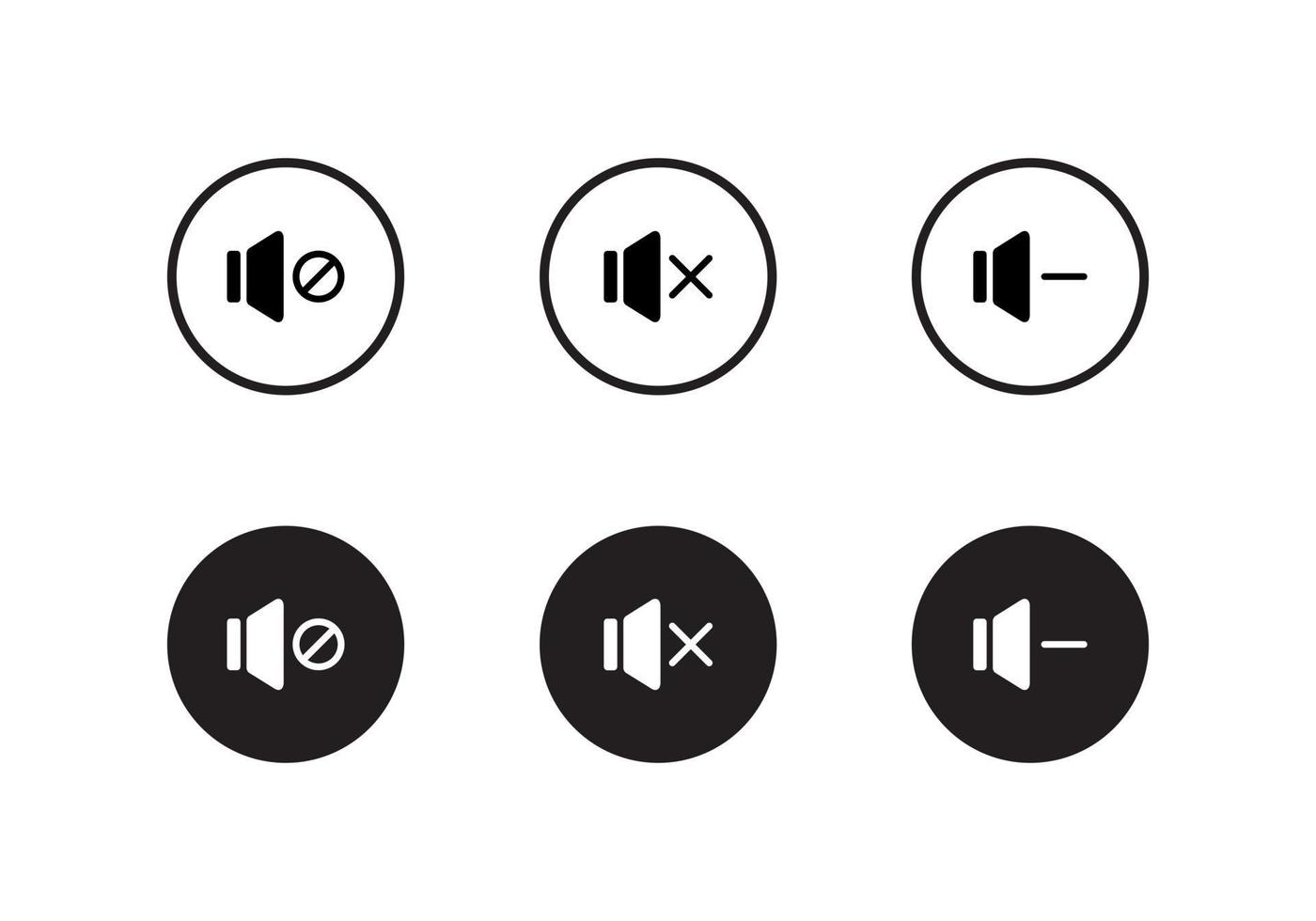 alto-falante mudo, sem áudio, coleção de conjunto de ícones de som desligado vetor