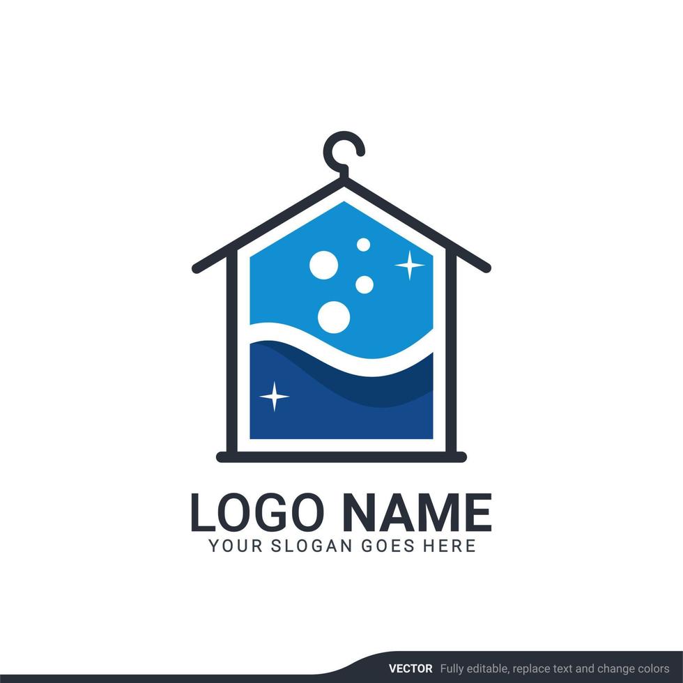 design de logotipo de serviços de lavanderia modernos. design de logotipo editável vetor