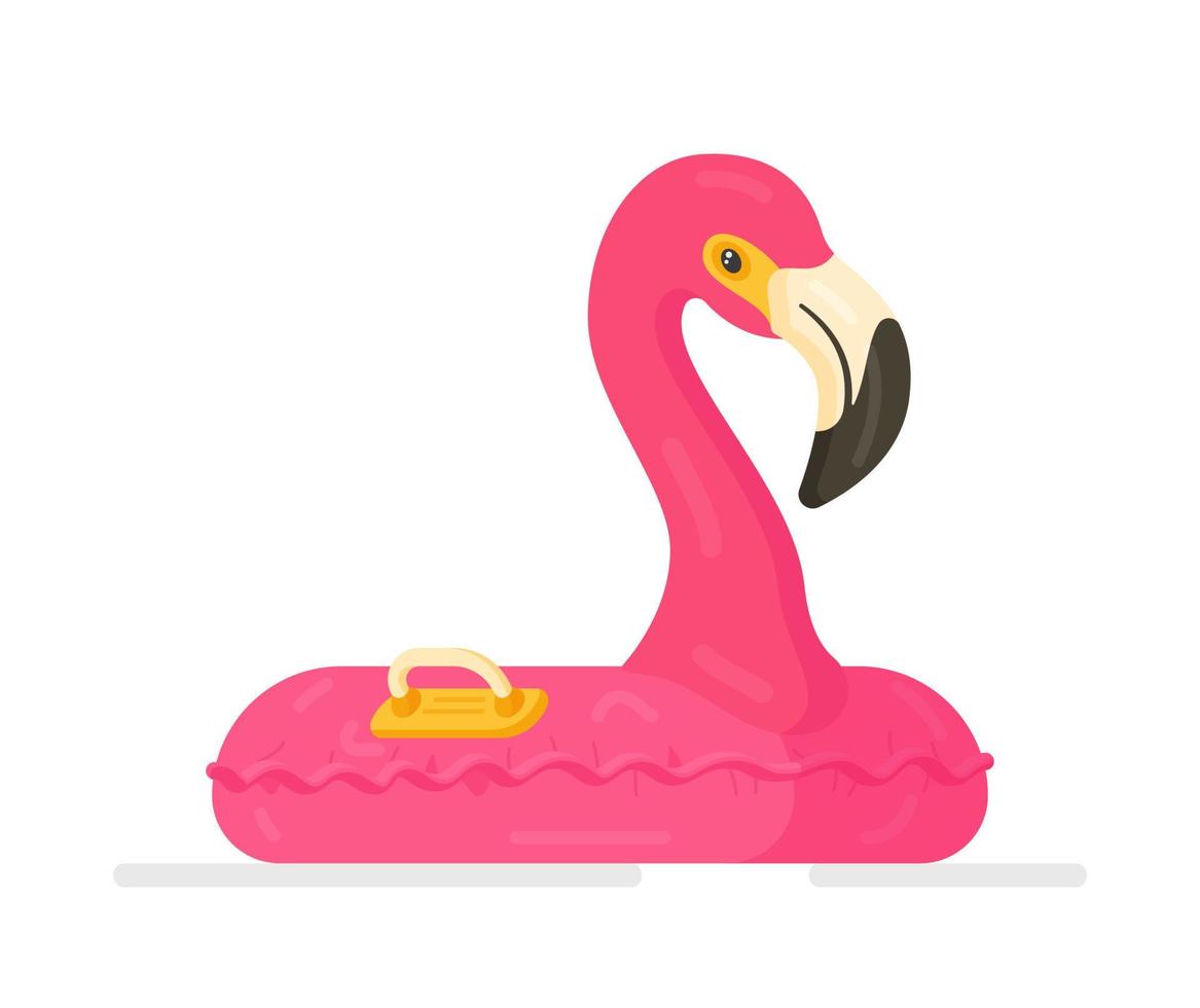 ilustração em vetor de um flamingo inflável isolado em um fundo branco. flutuador inflável rosa flamingo.