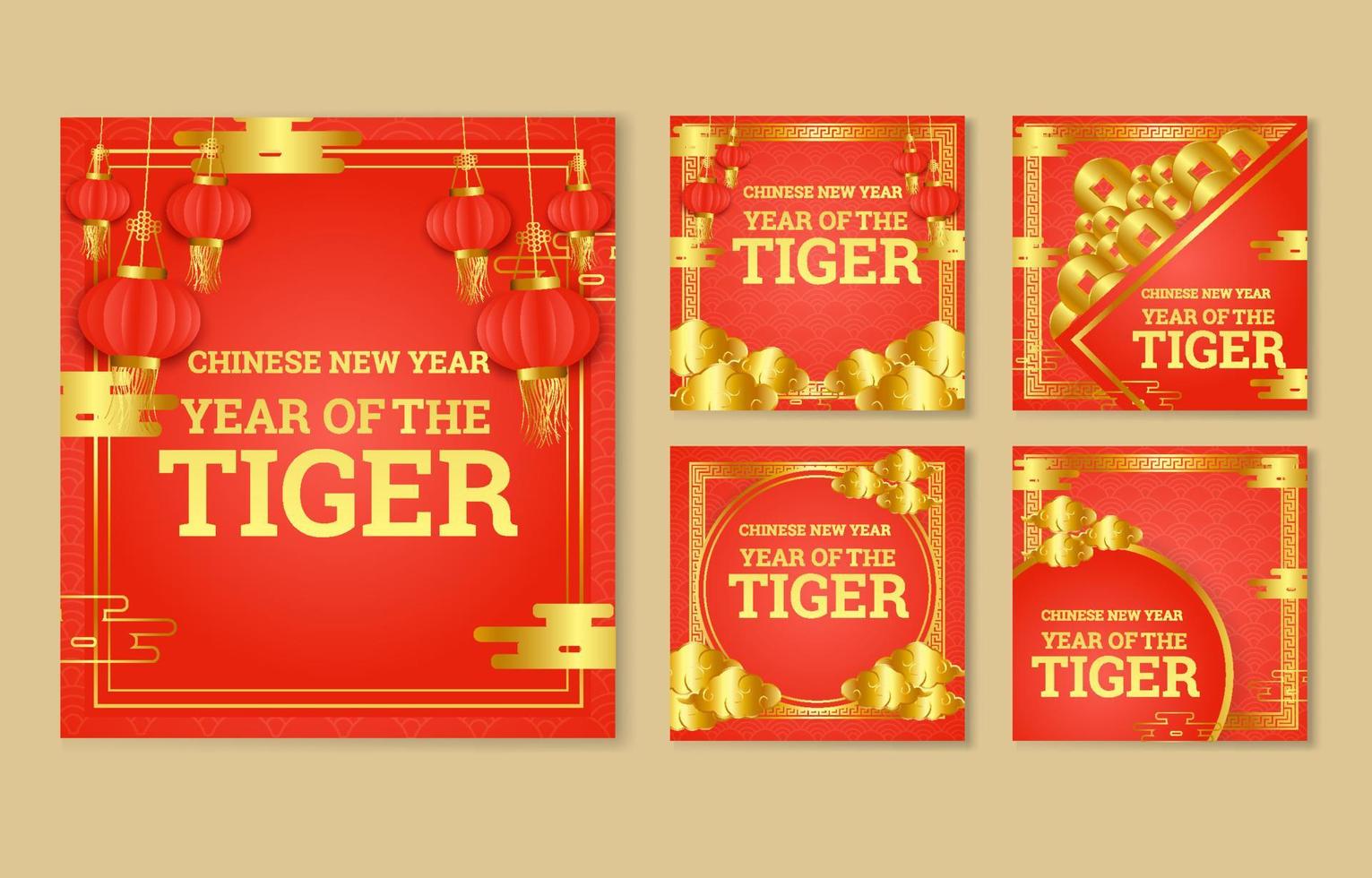 postagens de mídia social do ano do tigre vetor