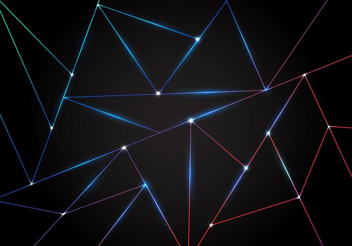 Teste padrão poligonal da tecnologia abstrata e linhas pretas do laser dos triângulos com iluminação no fundo escuro. vetor