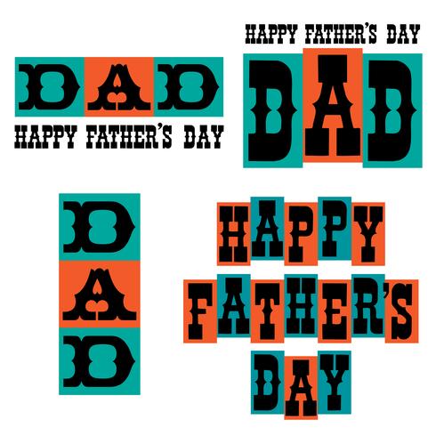 Feliz Dia dos Pais tipografia gráficos azul e laranja vetor