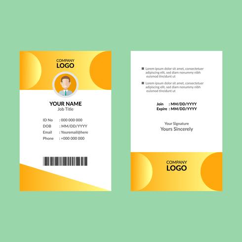 Design de cartão de identificação amarelo vetor