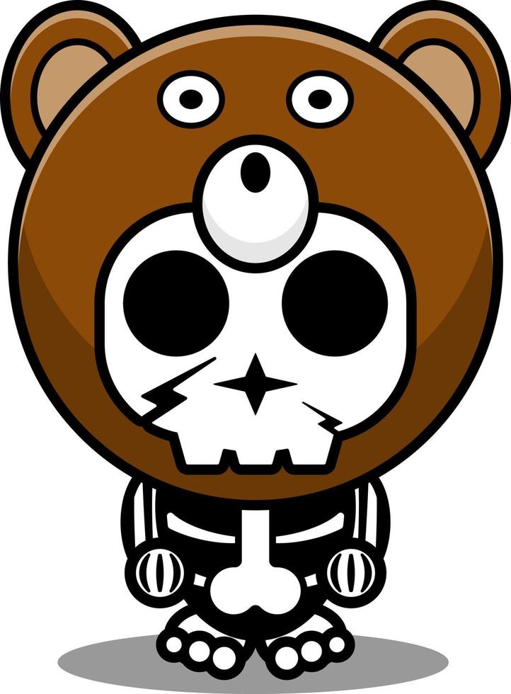 vetor personagem de desenho animado traje de mascote crânio humano animal urso fofo