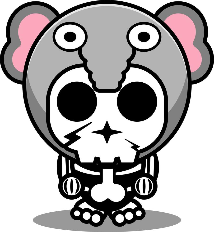 vetor personagem de desenho animado traje de mascote animal humano crânio elefante fofo