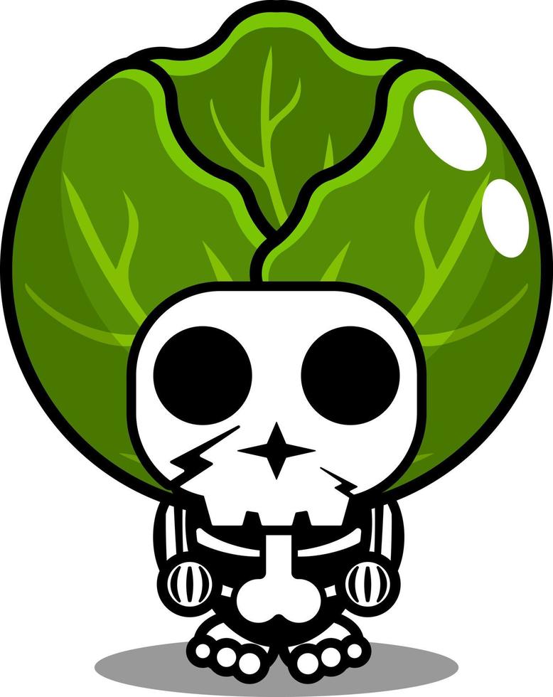 vetor personagem de desenho animado mascote traje homem repolho bonito crânio vegetal