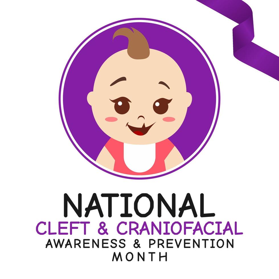 ilustração vetorial do mês nacional de conscientização e prevenção craniofacial e fissura vetor