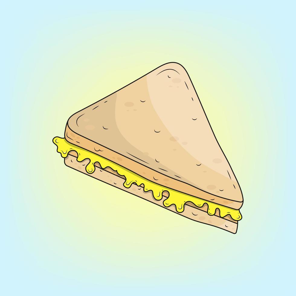 vetor desenhado à mão criar design, pão triângulo com queijo derretido.