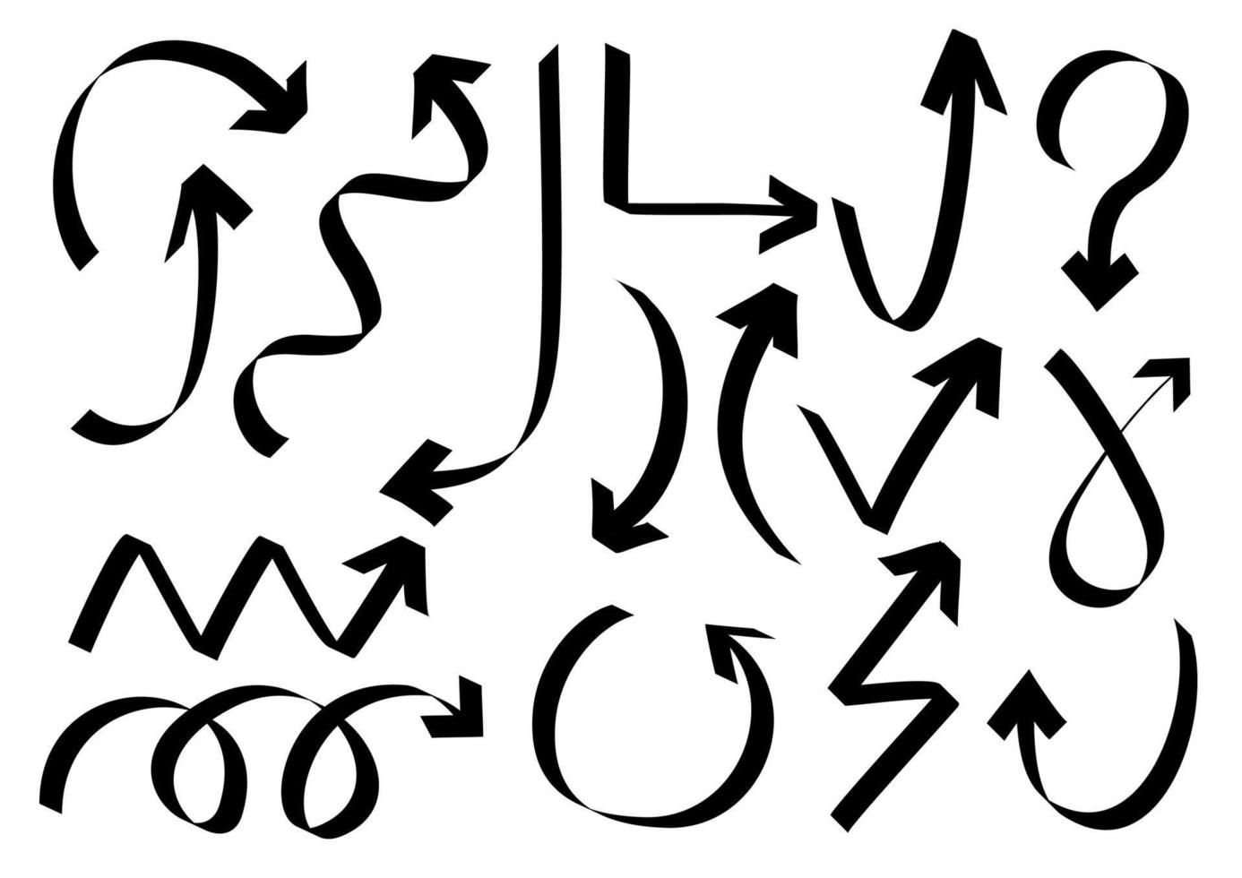setas desenhadas à mão livre isoladas no fundo branco para elementos em infográficos, web, apresentações de negócios, ilustração do conceito. vetor premium