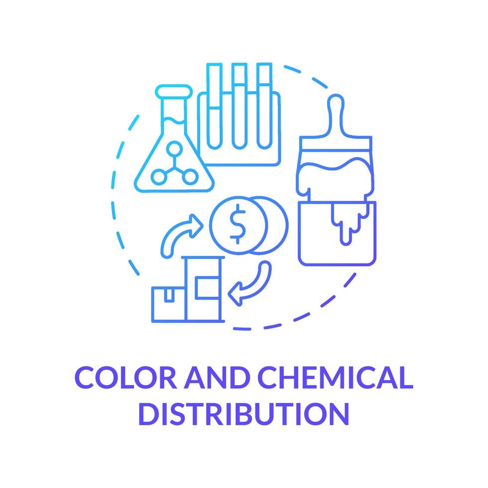 ícone de conceito gradiente azul de distribuição de cor e química vetor
