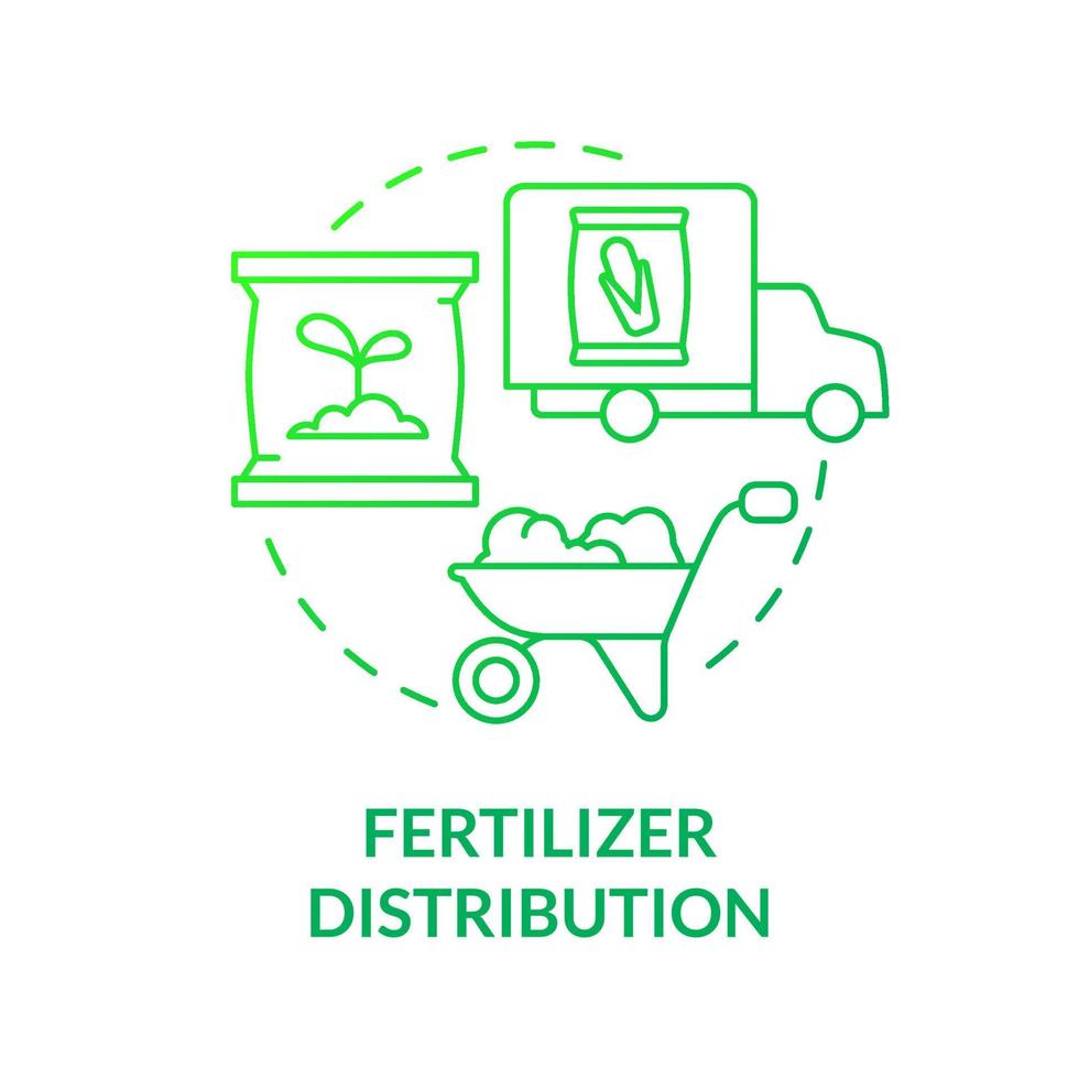 ícone de conceito de gradiente verde de distribuição de fertilizantes vetor