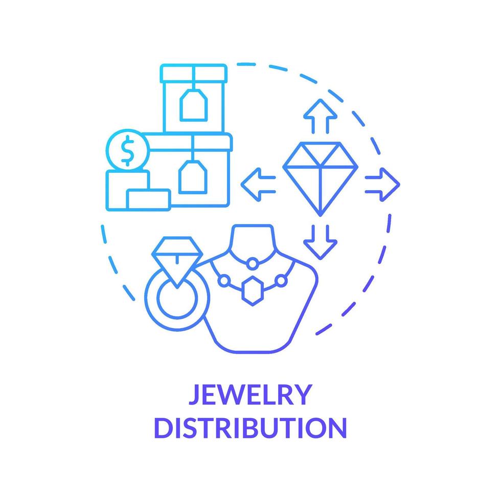 ícone de conceito gradiente azul de distribuição de joias vetor