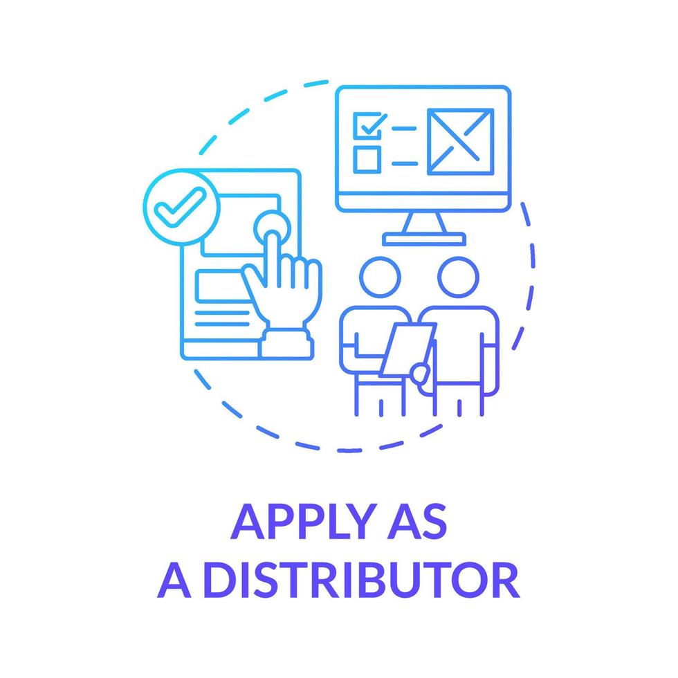 aplicar como ícone de conceito gradiente azul distribuidor vetor