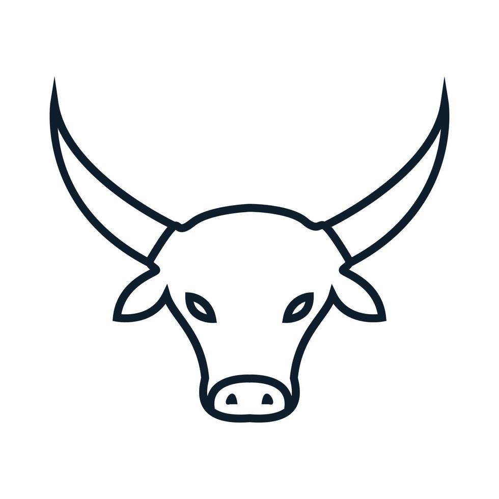 vaca de touro ou bisão ou boi ou design de logotipo de linha de cabeça puro vetor