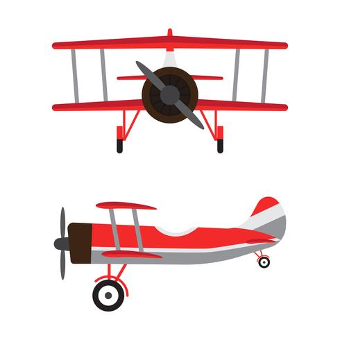 Aviões vintage ou modelos de desenhos animados retrô aeronaves isoladas no fundo branco vetor