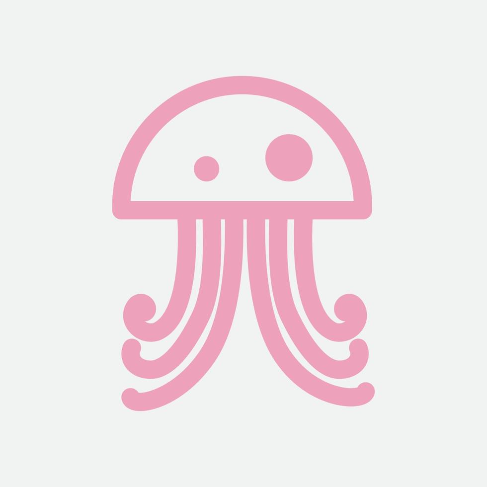 linha moderna medusa plana ou design de logotipo de geleias do mar vetor