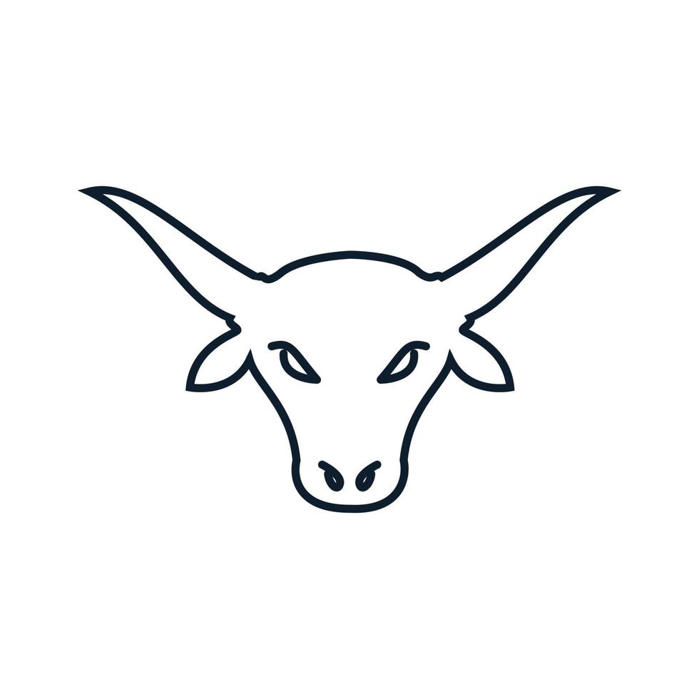 vaca de touro ou bisão ou boi ou design de logotipo de linha de cabeça puro vetor