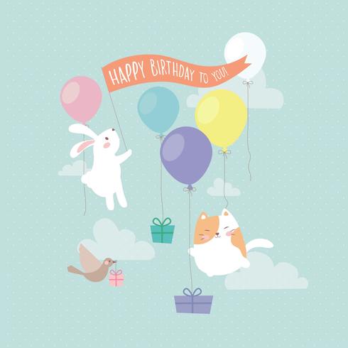 Cartão de cumprimentos animal feliz aniversário vetor