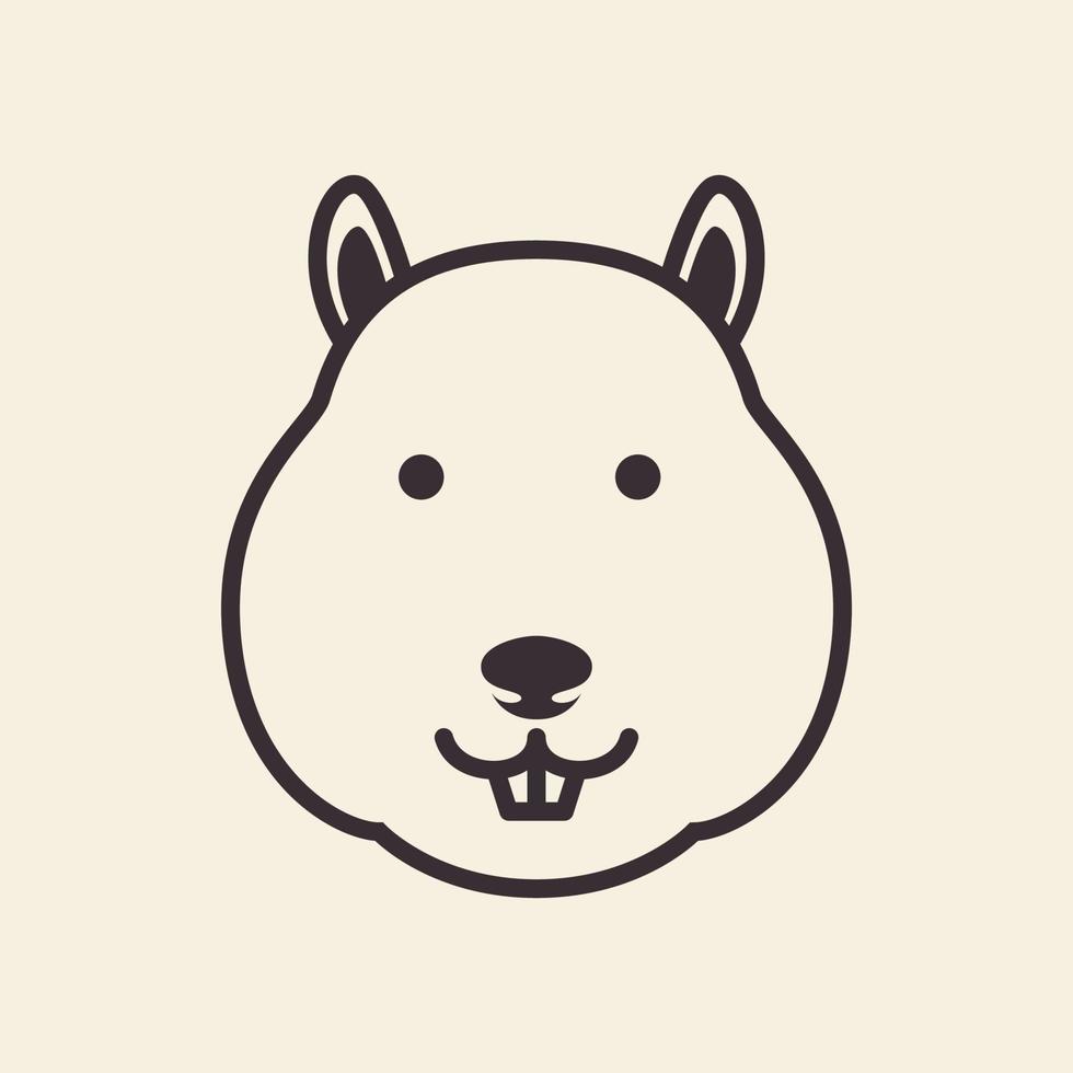 cabeça de linha hamster fofo hipster logotipo símbolo ícone vetor design gráfico ilustração ideia criativa