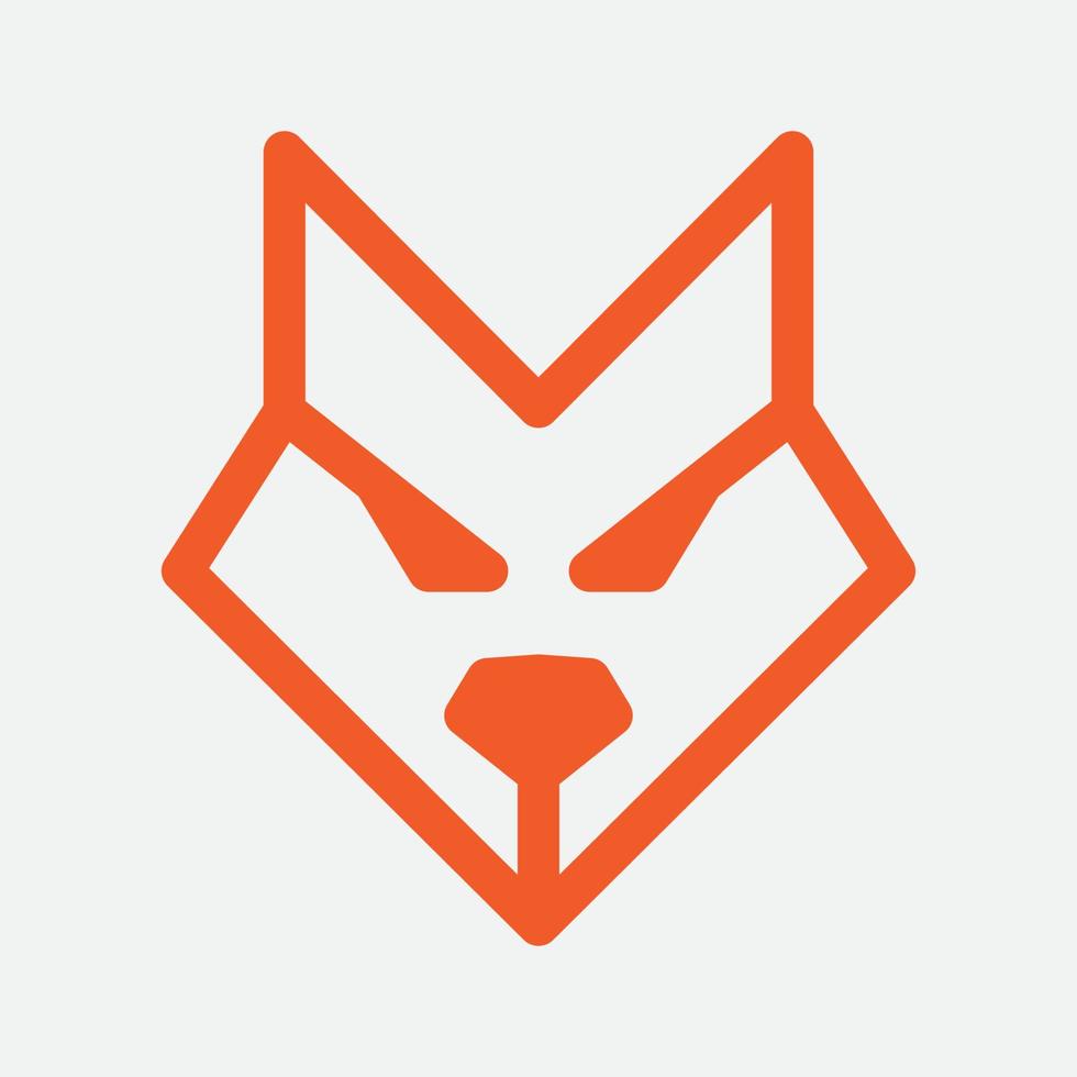 estilo de linha de design de logotipo de cabeça de raposa irritada vetor