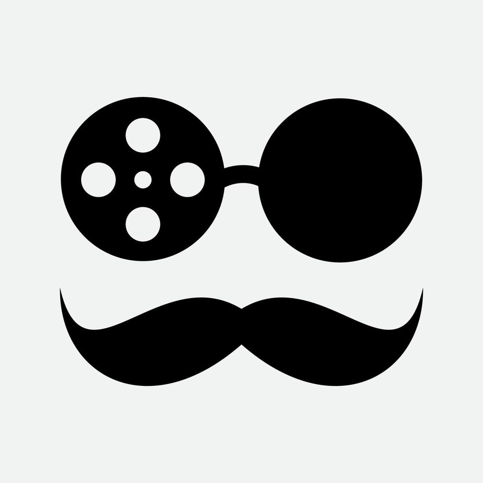 óculos de sol de filme de homem com design de logotipo de bigode e chapéu vetor