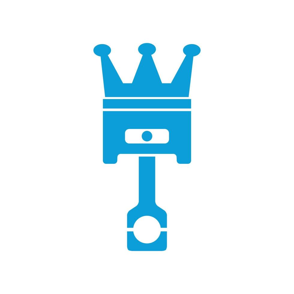 pistão rei com design de logotipo de ilustração de coroa automotivo vetor