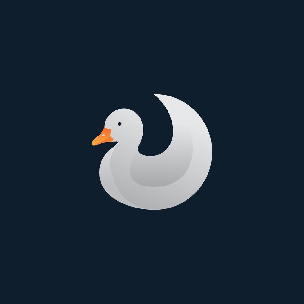animal pássaro pato ou patinho ou ganso abstrato design de logotipo branco vetor