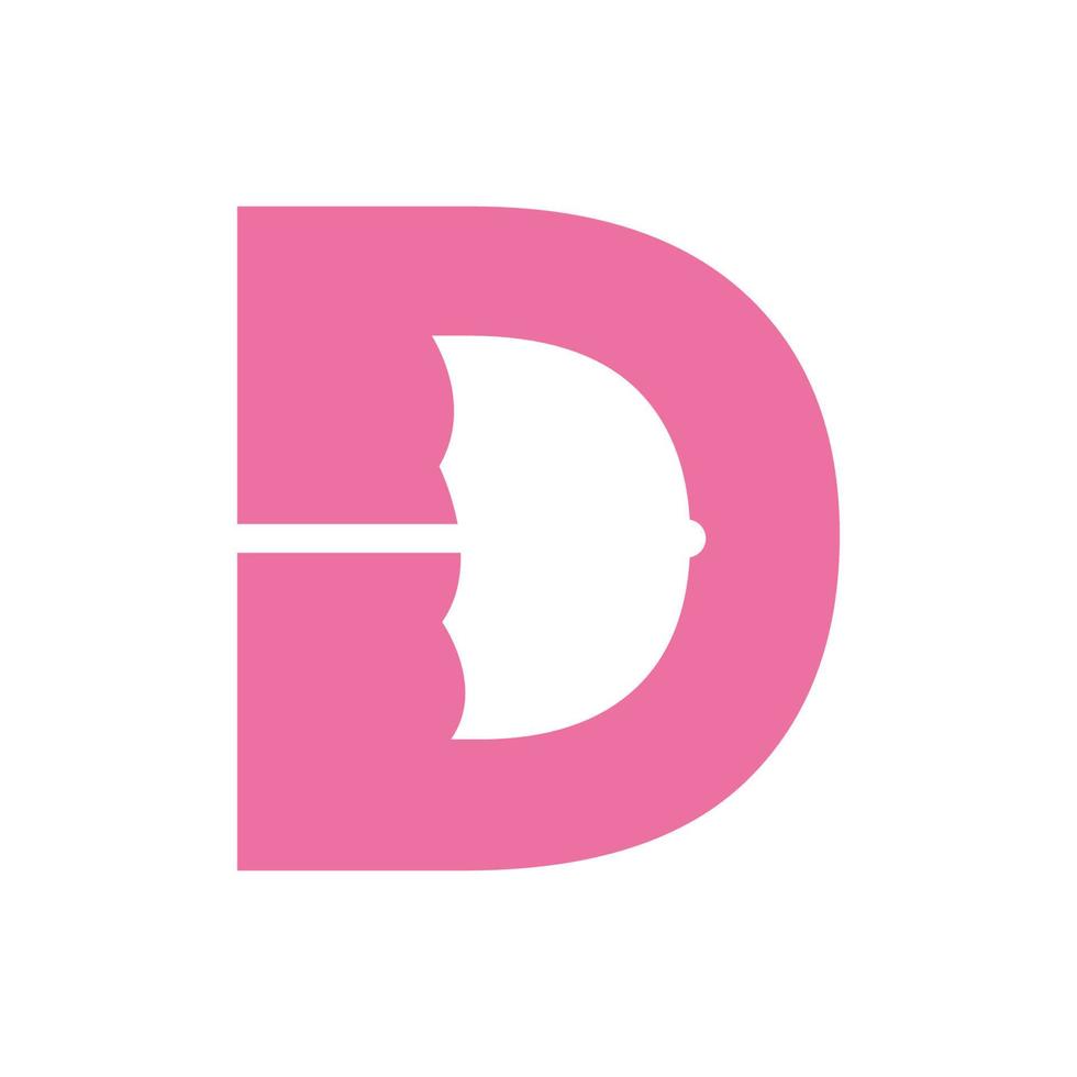 letra d com guarda-chuva símbolo de logotipo moderno simples ícone vector design gráfico