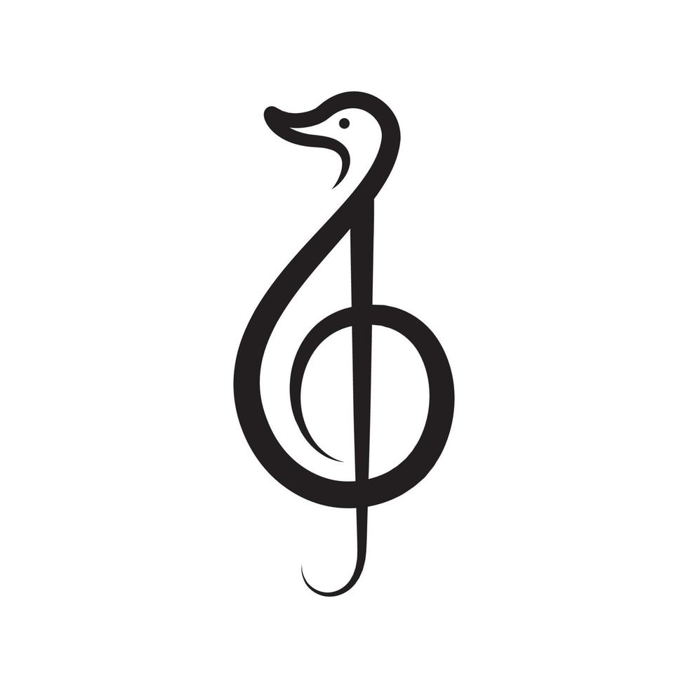 nota musical com logotipo em forma de pato símbolo ícone vetor design gráfico ilustração ideia criativa