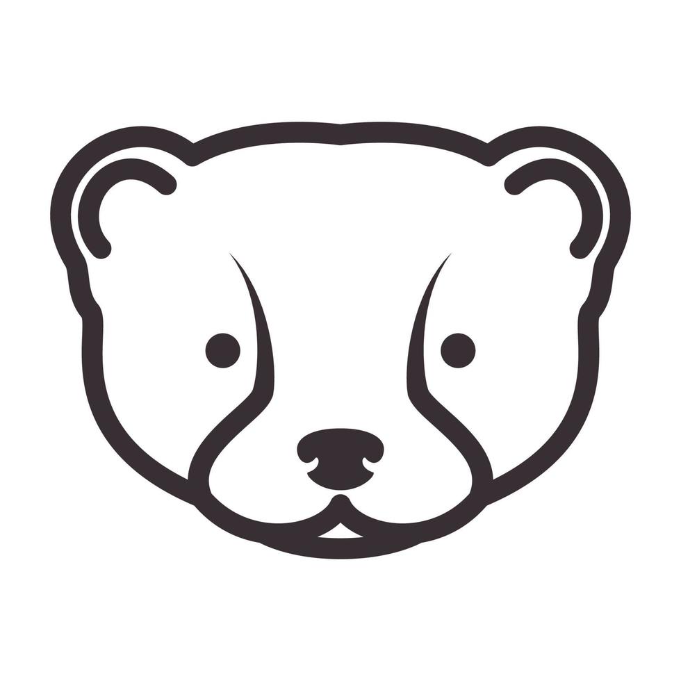 linhas cabeça bonitinha moderna ursinho logotipo símbolo vetor ícone ilustração design