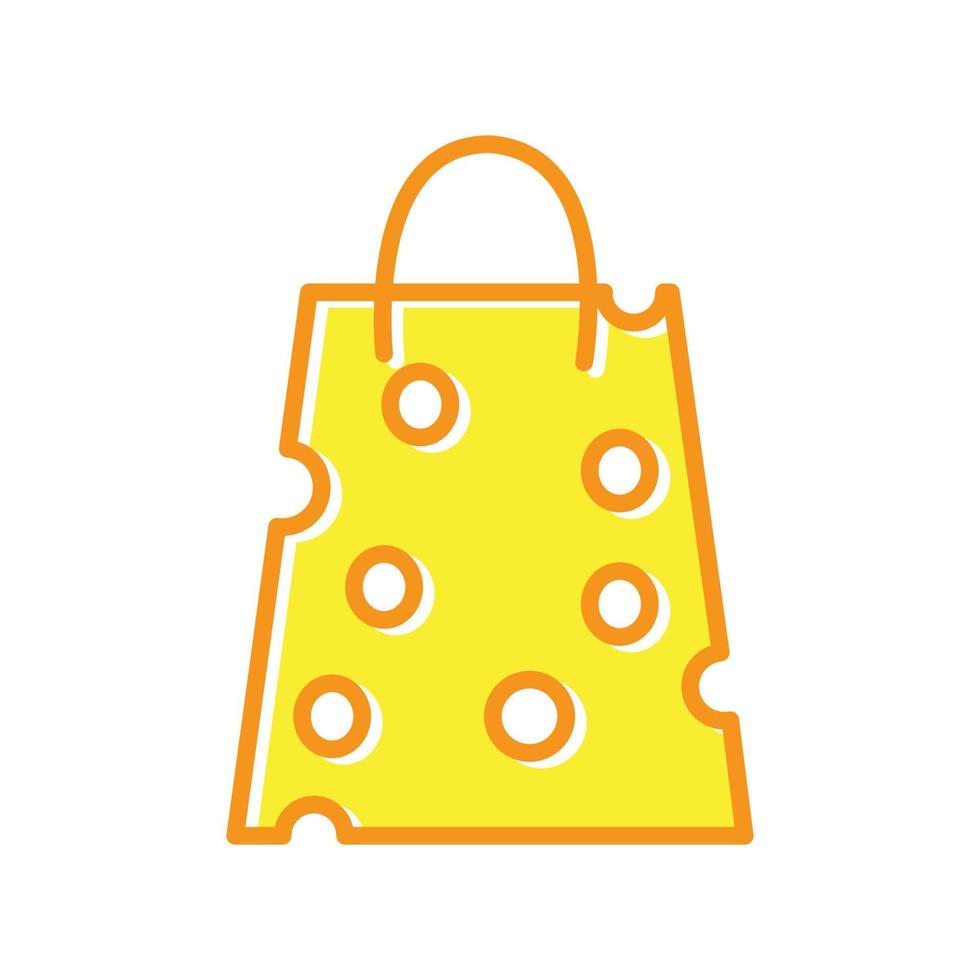 queijo amarelo com ilustração de símbolo de ícone de vetor de design de logotipo de saco de compras