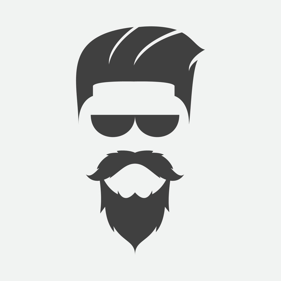 barbeiro com cabelo masculino e silhueta de design de logotipo de barba vetor