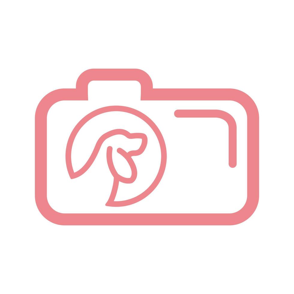 vetor de ícone de design de logotipo de fotografia de lente de câmera de animal de estimação ou cão ou gato