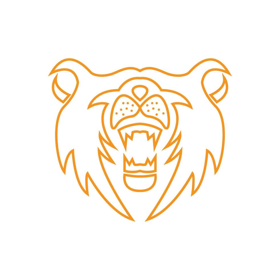 animal cabeça de tigre rosto rugido linha design de logotipo minimalista vetor