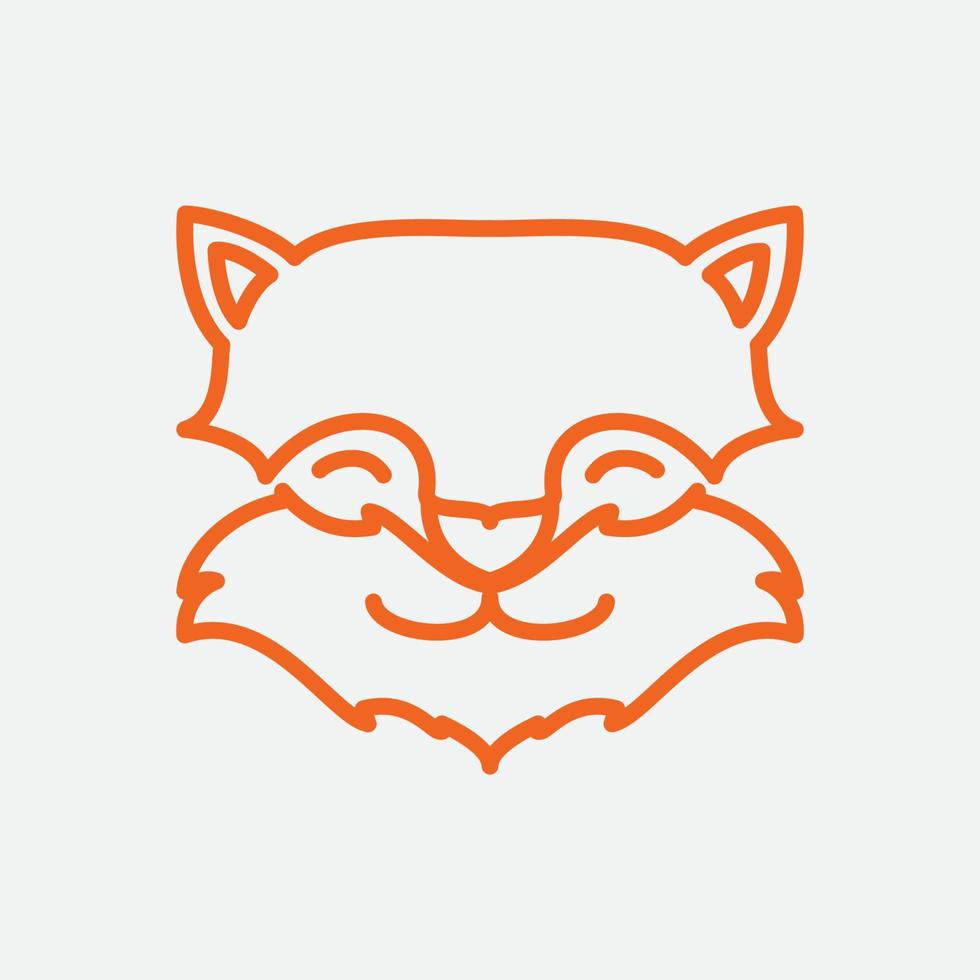 design de logotipo de rosto de cabeça de raposa de linha fofa vetor