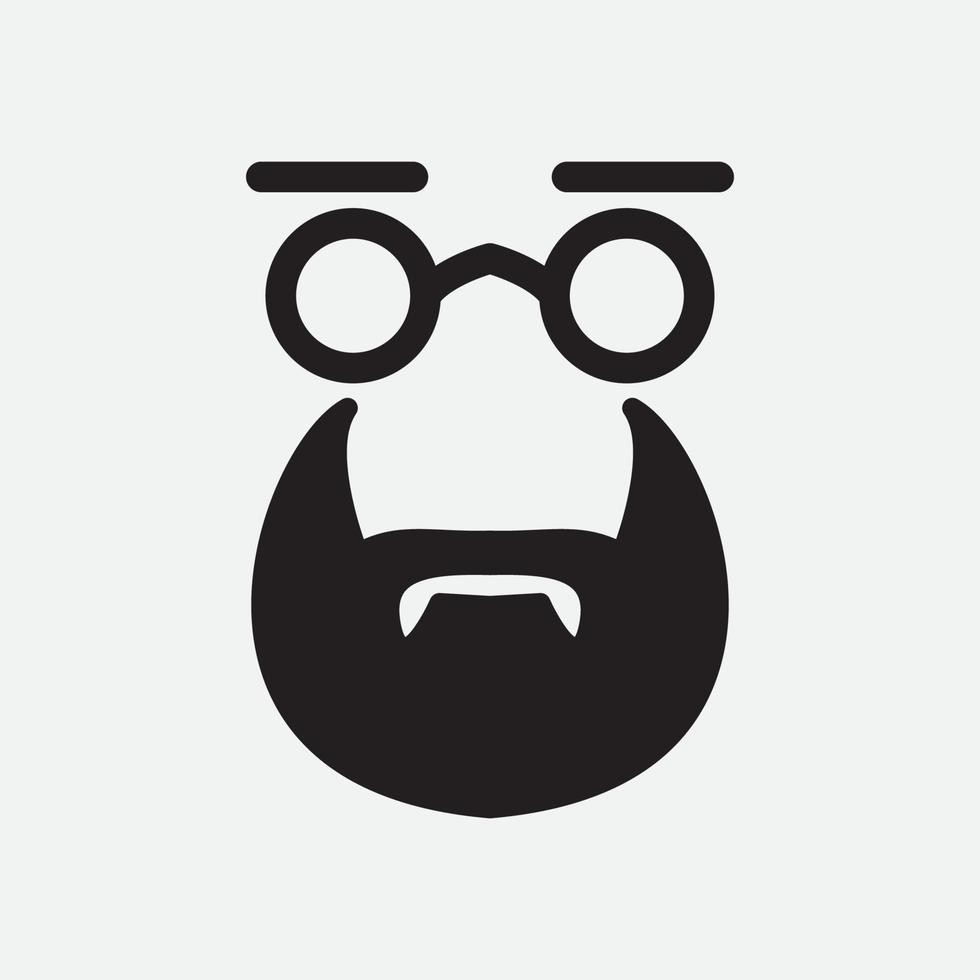 homem inteligente geek com design de logotipo de mascote de ícone de barba vetor