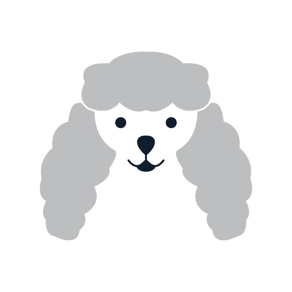 rosto bonito cabeça de design de logotipo de sorriso de cachorro poodle vetor