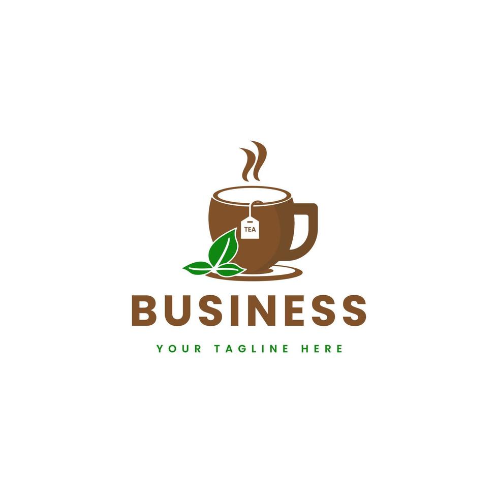 logotipo de bebida de xícara de chá, café. chá em saquinho vetor