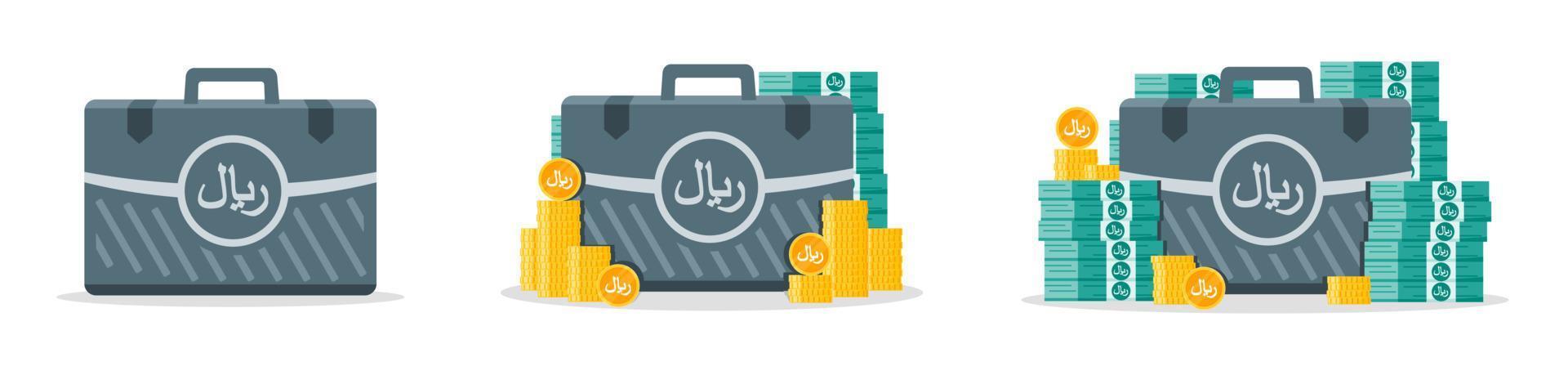 ícones de caixa de dinheiro do rial saudita vetor