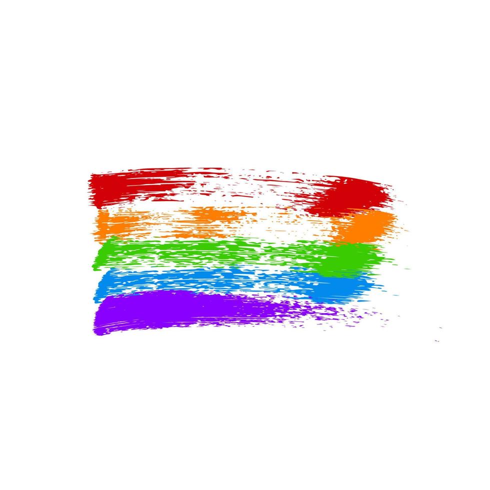 bandeira da comunidade lgbt. pincel de vetor traça as cores do arco-íris isoladas em branco. símbolo dos movimentos sociais lésbicas, gays, bissexuais, transgêneros. fácil de editar elemento de design.