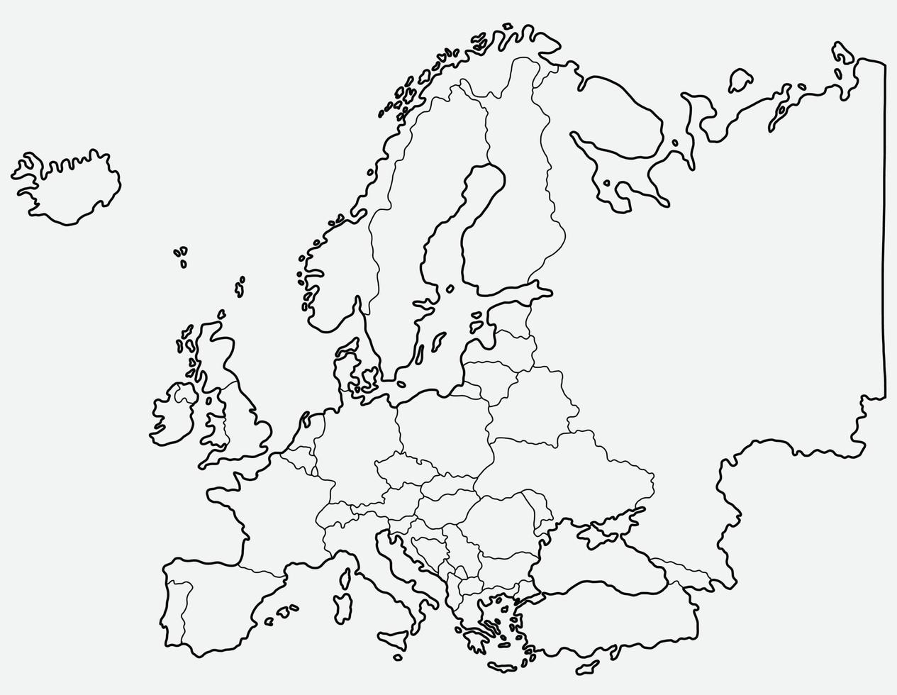 doodle desenho à mão livre do mapa da europa. vetor
