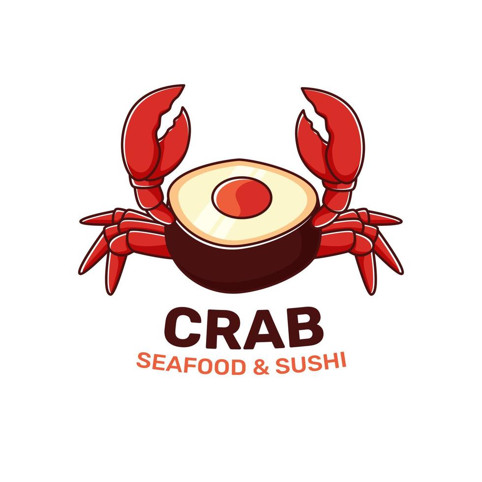 modelo de logotipo de restaurante de frutos do mar com caranguejo vetor