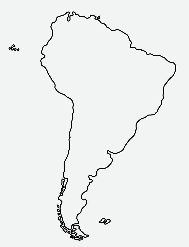 doodle desenho à mão livre do mapa da américa do sul. vetor