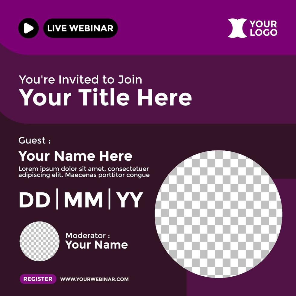 design de pôster de webinar para mídias sociais. cartaz do evento webinar vetor