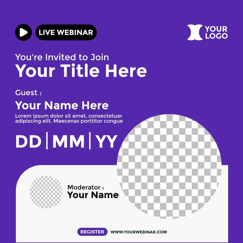 design de pôster de webinar para mídias sociais. cartaz do evento webinar vetor