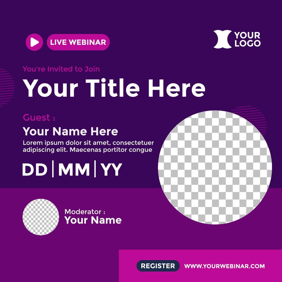 design de pôster de webinar para mídias sociais. cartaz do evento webinar vetor