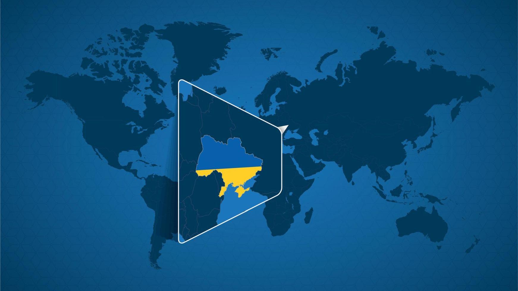 mapa-múndi detalhado com mapa ampliado fixado da ucrânia e países vizinhos. vetor