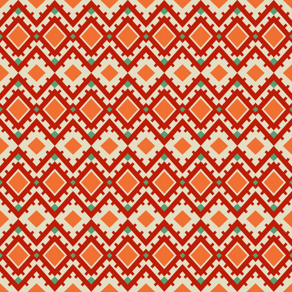 padrão sem costura de tecido laranja asteca daimond vetor